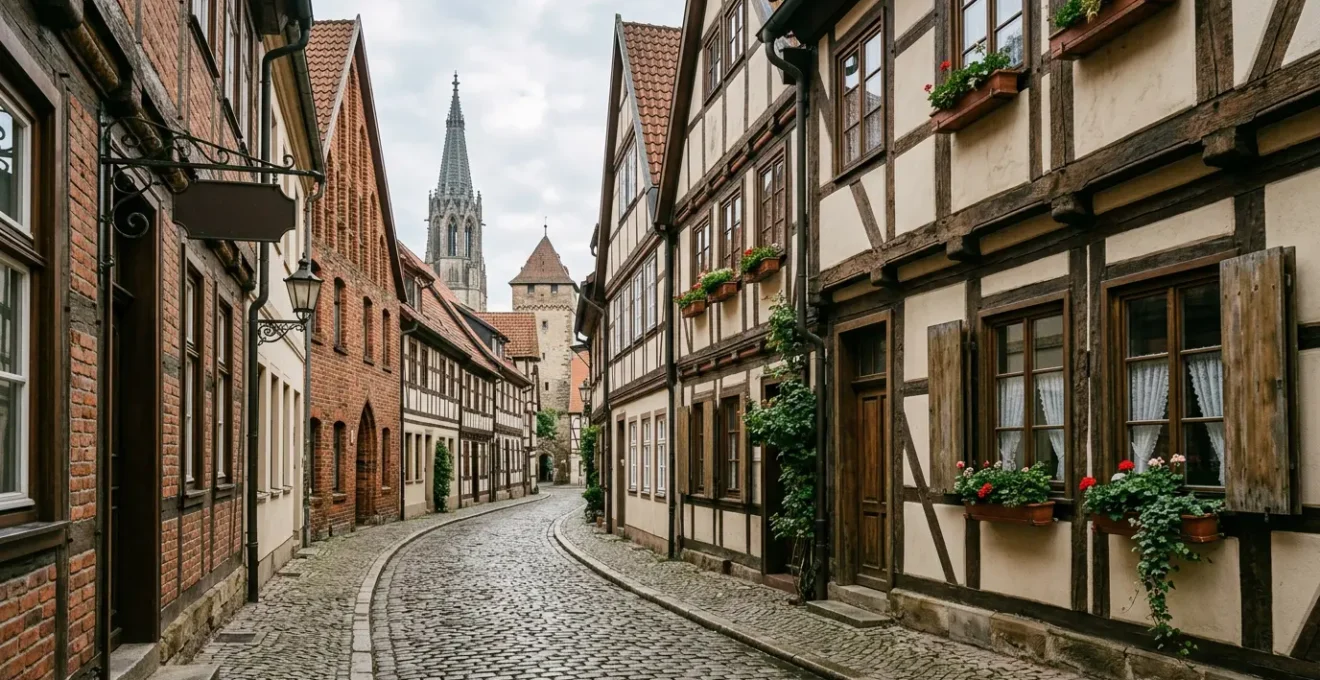Bewohnte historische Bürgerhäuser in einer deutschen Altstadt mit authentischer Atmosphäre
